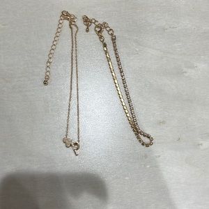 2pc Letter P Anklets Gold and Crystal